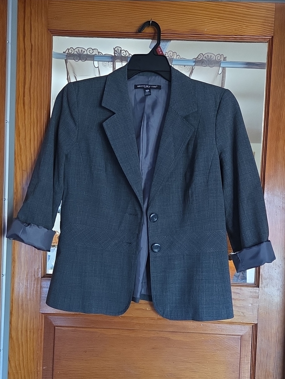 Briggs New York Women's Dark Charcoal Plaid Blazer